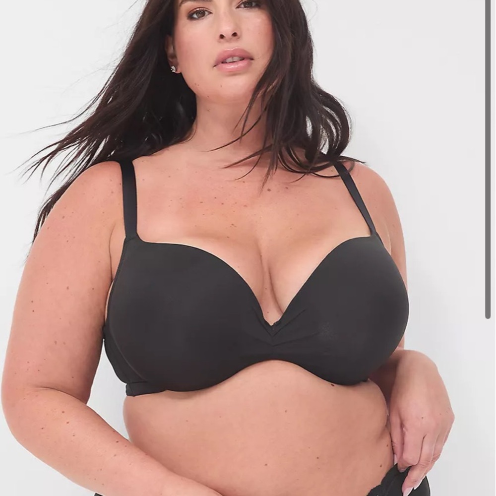 Cacique max boost plunge Black Underwire Bra push up 44DD